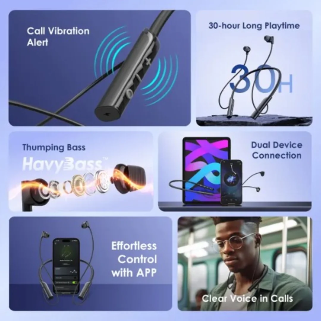 Oraimo Necklace Lite Wireless Headphones (OEB-311) – Call Vibration | 30H Playtime | Dual Connection | Deep Bass - Image 2