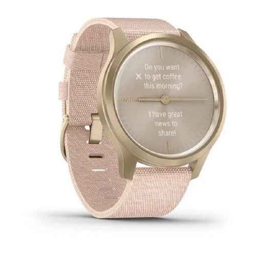 Garmin Vivomove Style – Blush Pink Nylon Band & Light Gold Case - Image 2