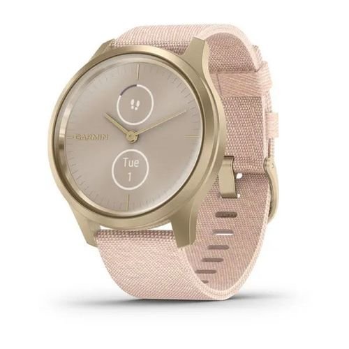 Garmin Vivomove Style – Blush Pink Nylon Band & Light Gold Case - Image 3